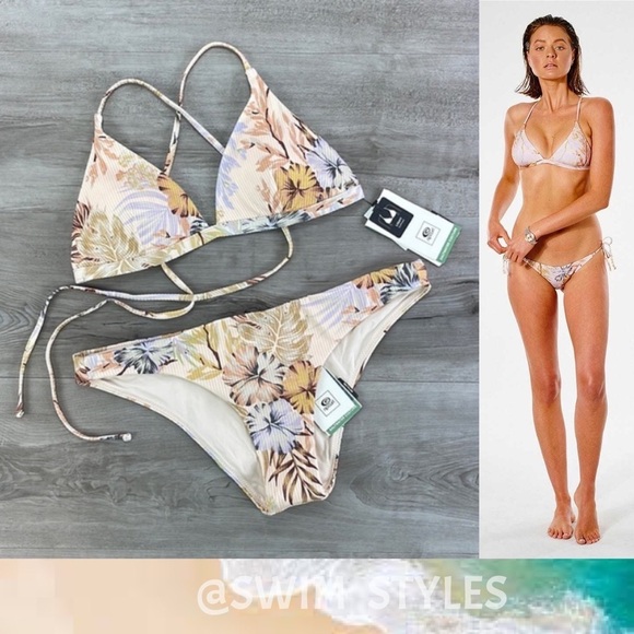 ☀️RIP CURL☀️ PARADISE CALLING X BACK PARADISE CALLING CHEEKY BIKINI SET - Picture 1 of 13